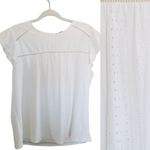 NWOT Adrianna Papell Ruffle Sleeve Eyelet Layered Top